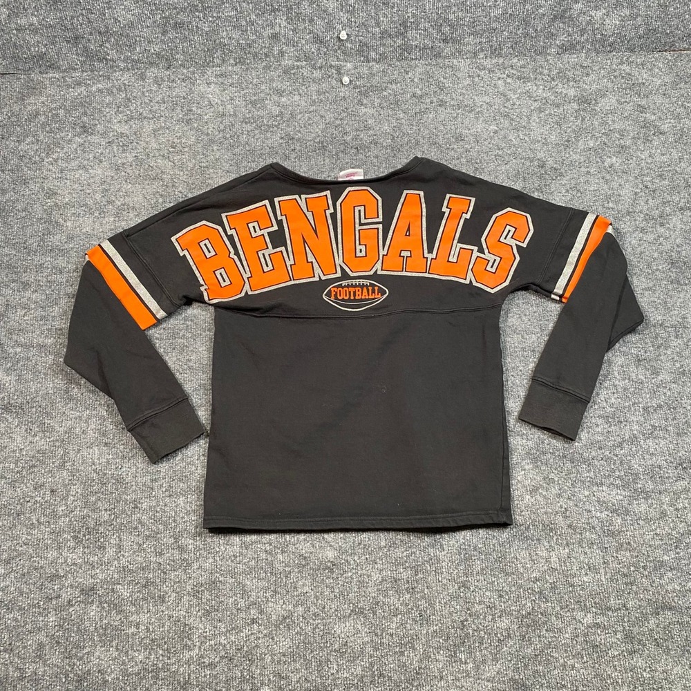 NFL Teens Cincinnati Bengals Spirit Jersey Long Sleeve Shirt Black Medium 7/9